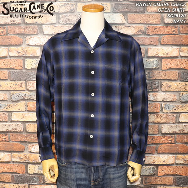 SUGAR CANEシュガーケーンRAYON OMBRE CHECK OPEN SHIRTNAVYSC29120東洋エンタープライズ