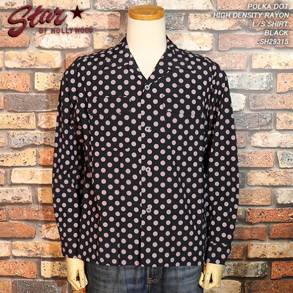 STAROFHOLLYWOOD/֥ϥꥦå/POLKADOT/HIGHDENSITYRAYON/L/SSHIRT/ݥ륫ɥåȥץ/졼Ĺµ/BLACK/SH29315/Υ󥿡ץ饤