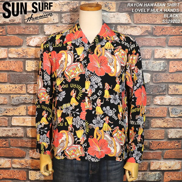 SUNSURF/󥵡/RAYONHAWAIIANSHIRT/Ĺµ졼ϥ磻󥷥/LOVELYHULAHANDS/BLACK/SS29203/Υ󥿡ץ饤