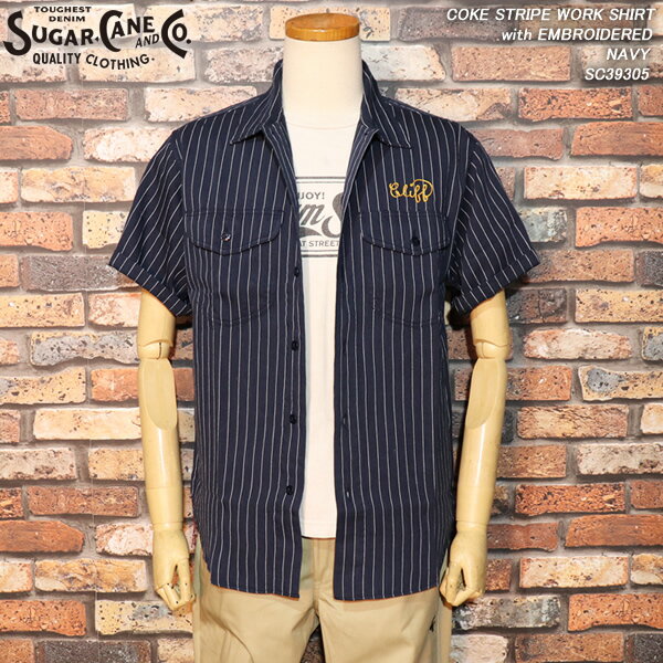 SUGERCANE/奬/COKESTRIPEWORKSHIRT/withEMBROIDERED/ɽȥ饤ץ/NAVY/SC39305