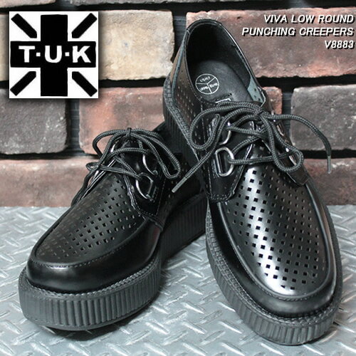 TUKティーユーケー◆TUK VIVA LOW ROUND PUNCHING CREEPERS◆◆BLACK◆V8883