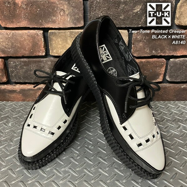 TUK/ティーユーケーPOINTED TOE CREEPERSポインテッド トゥー クリーパーズ◆BLACK×WHITE◆ラバーソールA-8140