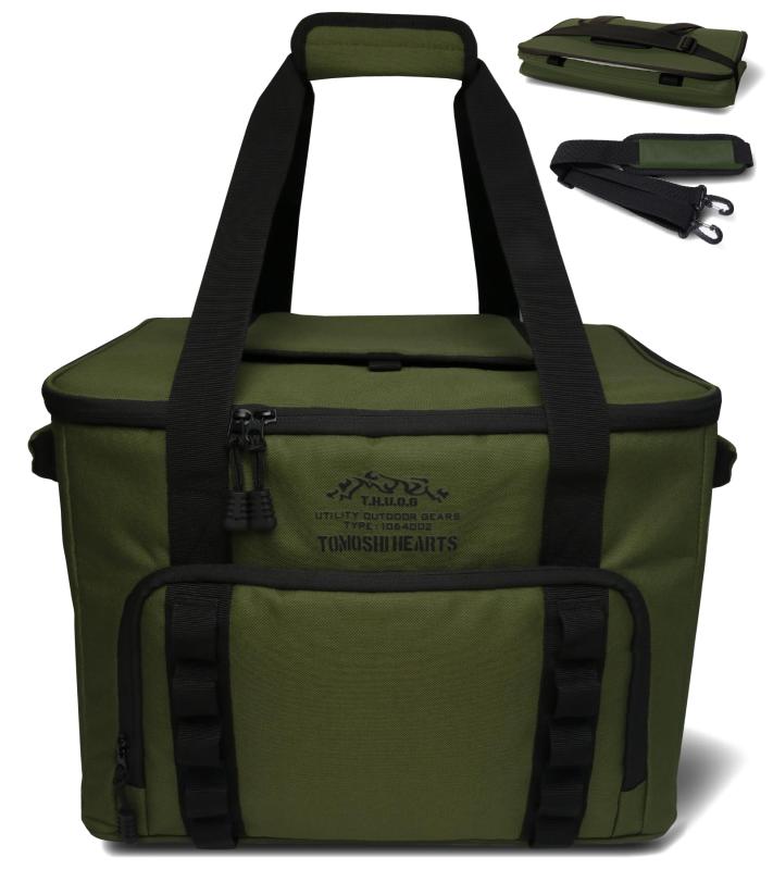 TOMOSHI HEARTS ソフトクーラー 30L 軽量865g 折り畳み式8cm 保冷24時間 大容量 全面撥水 高耐久 キャンプ BBQ ピクニック コンパクト クーラーボックス 保冷バッグ コルデア30 トモシハーツ