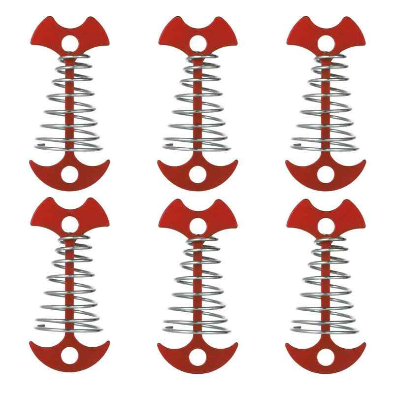 ウッドデッキ ペグ 6個 キャンプテントネイル 調整可能なスプリング設計 ハイキング キャンプ用 木製 ..
