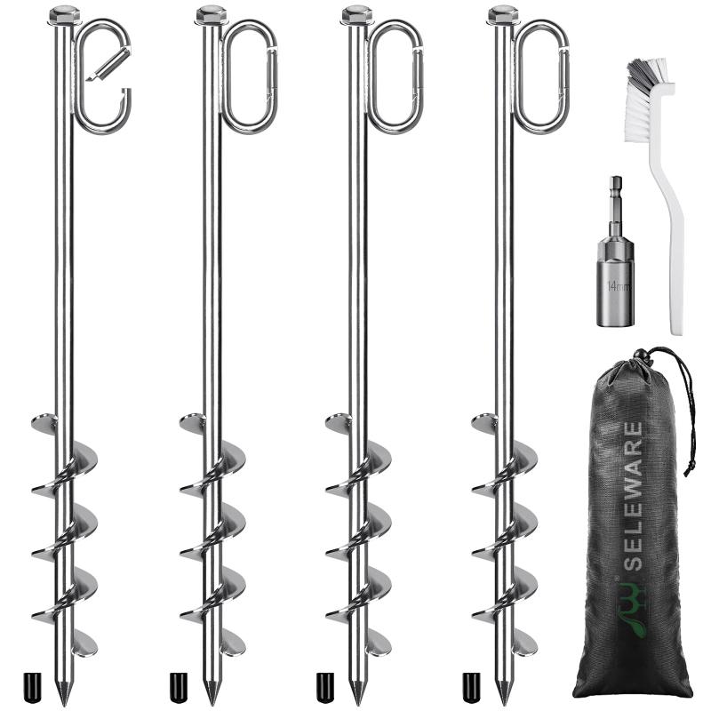 SELEWARE 4 グラウンドアンカー グラウンドアンカー トランポリン アウトドア ストームアンカー テント..
