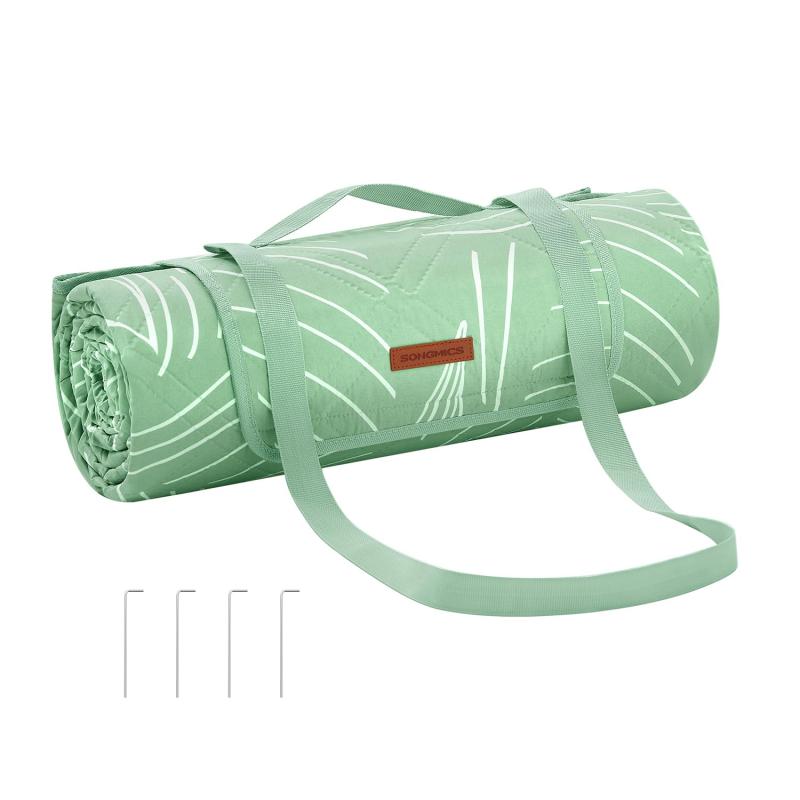 SONGMICS レジャーシート 厚手 200x200cm コンパクト ピクニックシート 大判 2人用 防水 折り畳み 地面固定OK キャンプ アウトドア おしゃれ レジャーマット 室内外兼用 避難防災用 携帯便利