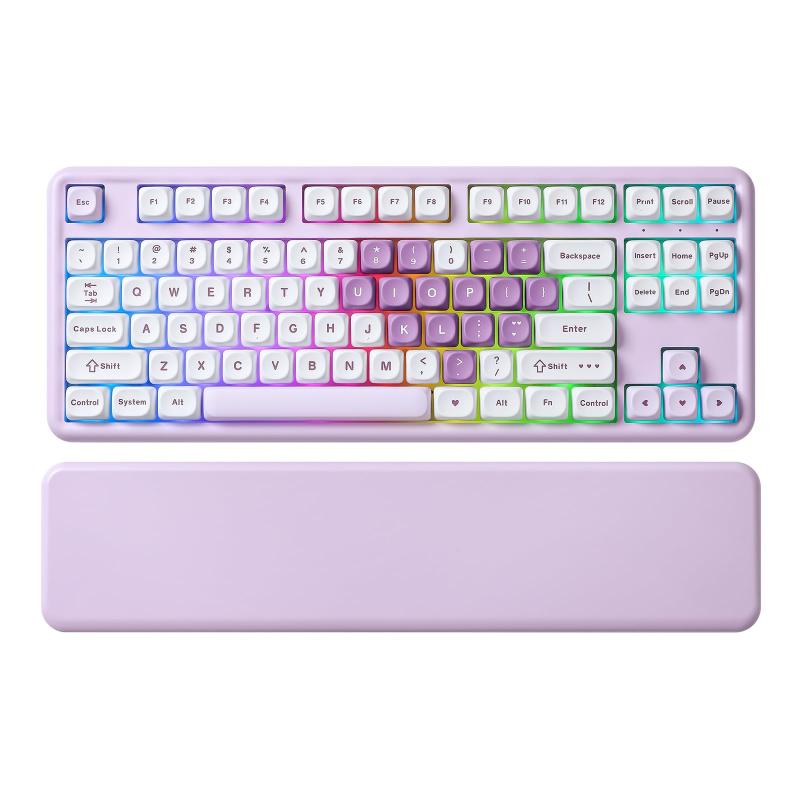 YUNZII B87 ワイヤレスメカニカルキーボード ゲーミングキーボード BT5.0/2.4G/USB-C NKRO QMK/VIAソフトウェアカスタム MOAキーキャップ ガスケット RGB リストレスト Win/Mac用