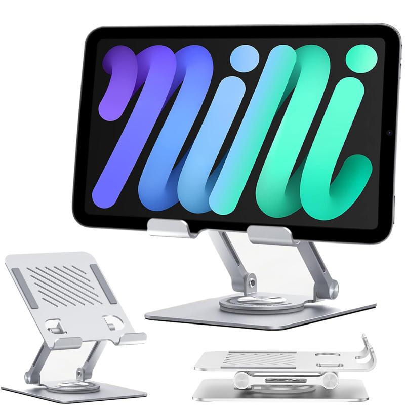 360度回転 ノートパソコン スタンド タブレットホルダー iPad Pro/Air/mini 対応 スマホスタンド 卓上 折りたたみ式 高さ調整可能 滑り止め付き 多角度対応 コンパクト収納 モダンデザイン