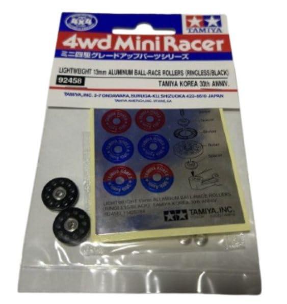 ミニ四駆 タミヤ コリア 30周年記念 パーツ LIGHTWEIGHT 13mm ALUMINUM BALL-RACE ROLLERS RINGLESS BLACK 13mm軽量アルミローラー 92458