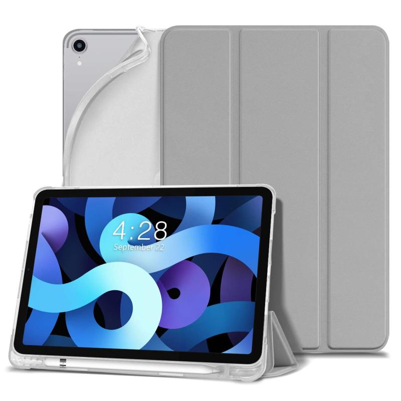 DANYCASE iPad Air 4 ケース 2020 iPad 10.9インチ 半透明カバー 三つ折スタンド オートスリープ/ウェイク ペンシル収納 ワイヤレス充電に対応 軽量 薄型 落下保護 耐衝撃 傷防止 指紋防止 iPad Air 10.9