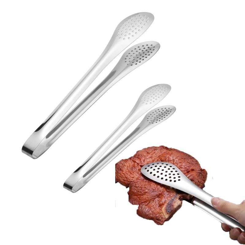KQHOMEI ステーキクリップ ステンレススチールフードトング 2 本セット 耐熱防止ステーキ バーベキュー..