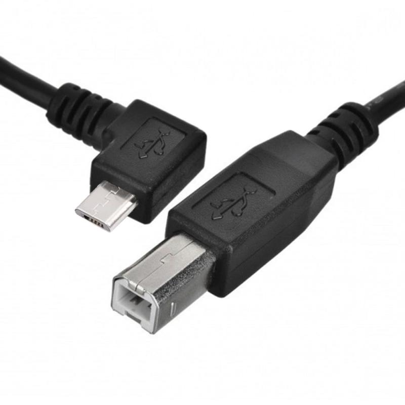 NFHK Micro USB - プリンターケーブル、Micro USB OTG 90度左角度 - USBタイプBプリンタースキャナーハードディスクレクトロニック楽器MIDIキーボードケーブル