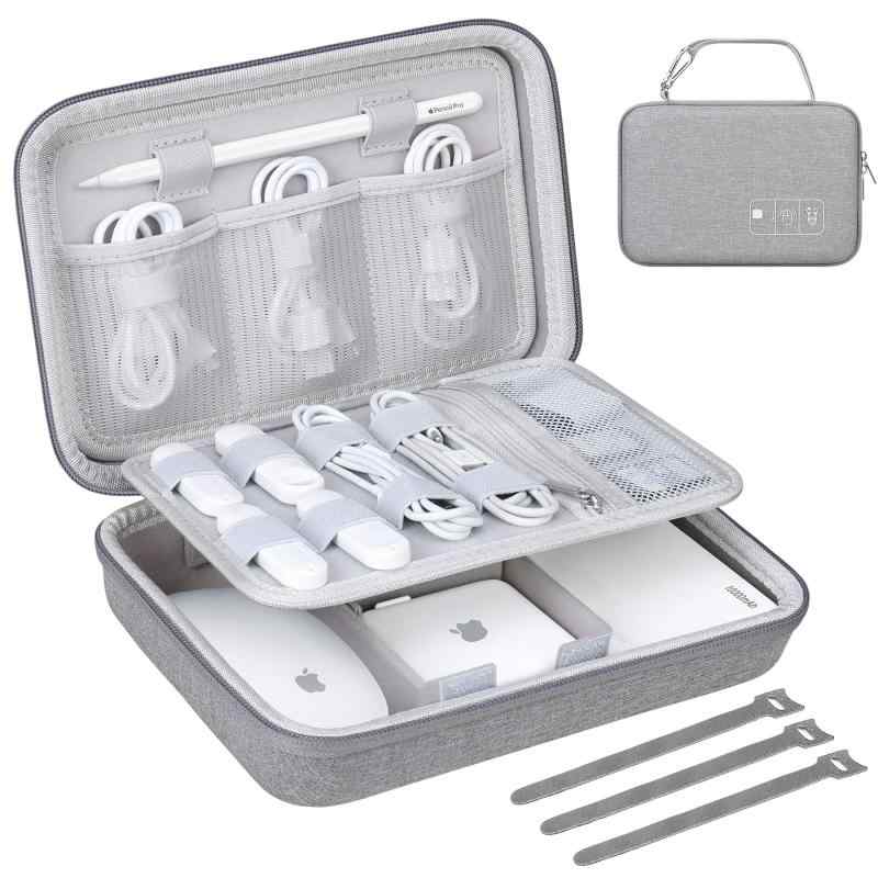Lacdo MacBook電源アダプター充電器、ケーブル、コード、アップルペンシル、マウス、パワーバンク、USBフラッシュディスク、SDカード用ハードトラベルエレクトロニックオーガナイザーケース