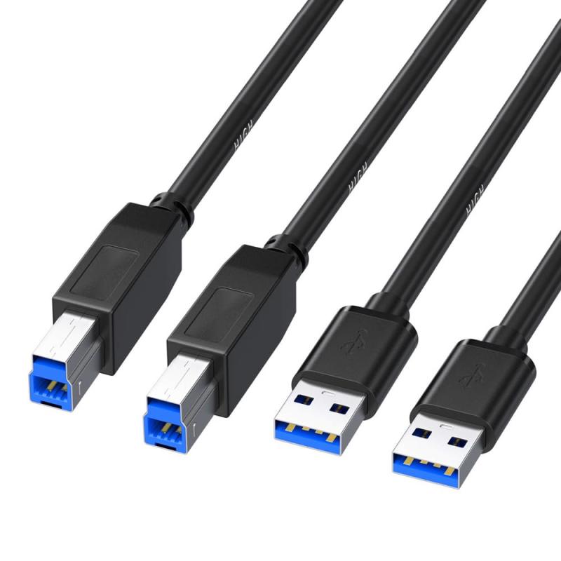 USB 3.0 ケーブル プリンターケーブル 0.3m +0.3m タイプAオス タイプBオス 5Gbps 高速転送 動作安定 スキャナー/サーバー/外付けHDD/外付けSDD/プリンターなど対応 ブラック