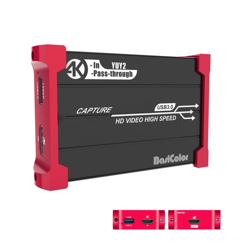 Basicolor キャプチャーボード4K 30FPS入力/4K 30FPSパススルー