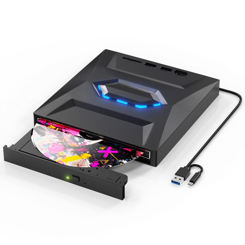 Lefon ブルーレイ ドライブ 外付け Blu-ray プレイヤー BD/CD/DVD プレーヤー CD/DVD読取・書込 USB3.0＆Type-C両接続 プラグアンドプレイ ドライバ不要 静音 軽量 Windows7/8/10/11/XP Mac対