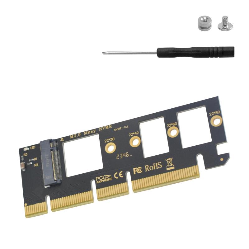 Poyiccot M.2 NVME 変換アダプタ、M.2 PCIe NVMe 4.0 x16 変換アダプター、PCIe X16帯域幅だけ、 M.2 スロットPCIE SSD（NVMeとAHCI）PCI-express GEN4フルスピード、デスクトップP