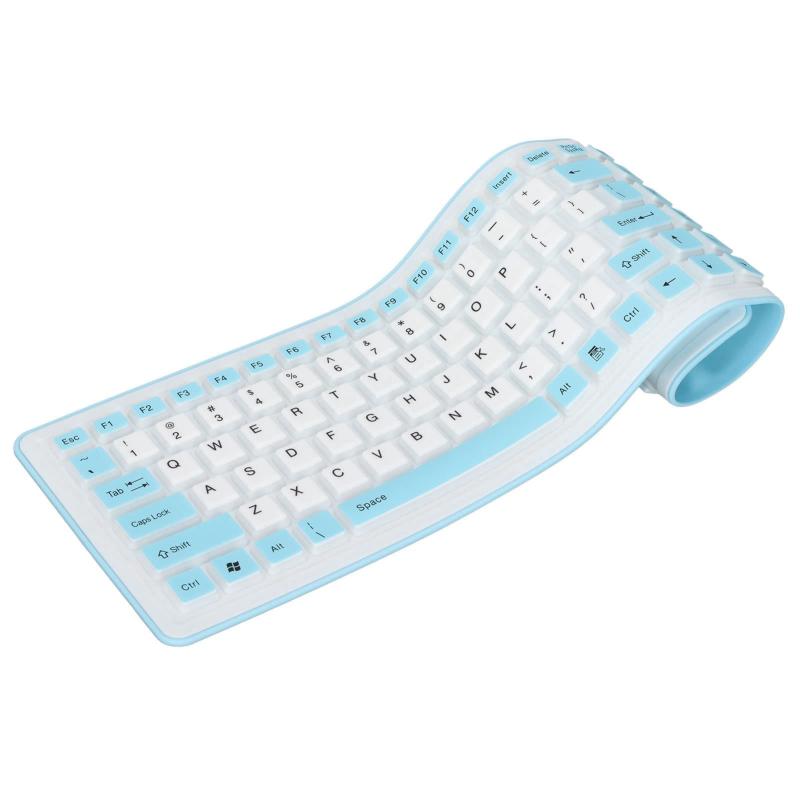 折りたたみ式シリコン有線サイレントキーボード、103キーポータブルソフトラバー軽量防水USBロールアップキーボード、ラップトップPCコンピュータ旅行オフィスホーム用