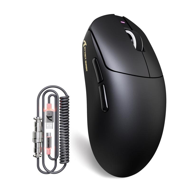 ATTACKSHRAK X8PLUS軽量ワイヤレスゲーミングマウスRGB照明ケーブル55g オリジナルフェーズチップ 3395PRO 6レベルDPI最大