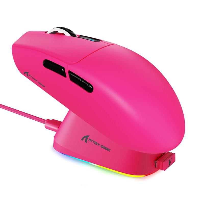 MAMBASNAKE × ATTACK SHARK G3PRO ゲーミングマウス 無線 磁気充電ドックつき RGB 充電スタンド ワイヤレス bluetooth 有線ゲーミングマウス 3モード 左右対称 59g 手に親しい PAW3311 BK52820