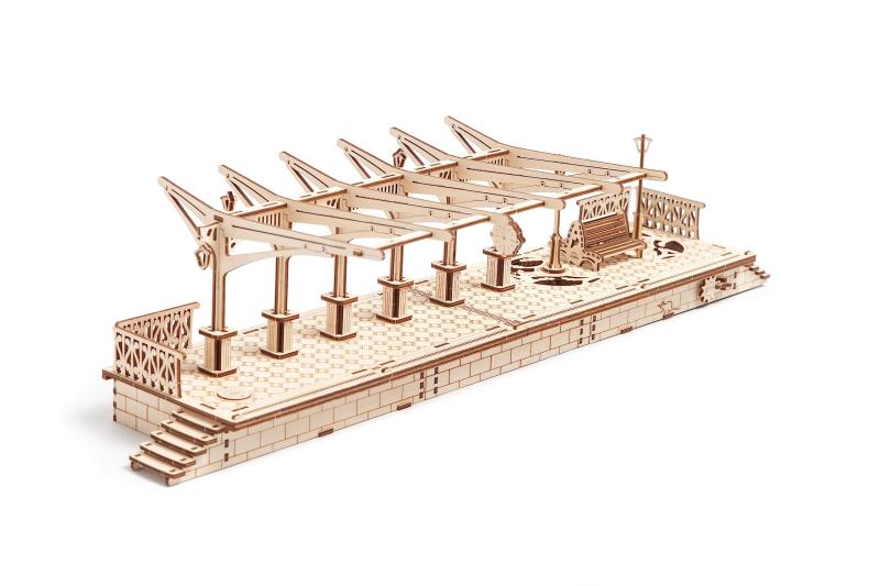 Ugears ユーギアーズ Railway platform プラットフォーム；70013 木のおもちゃ 3D立体 パズル