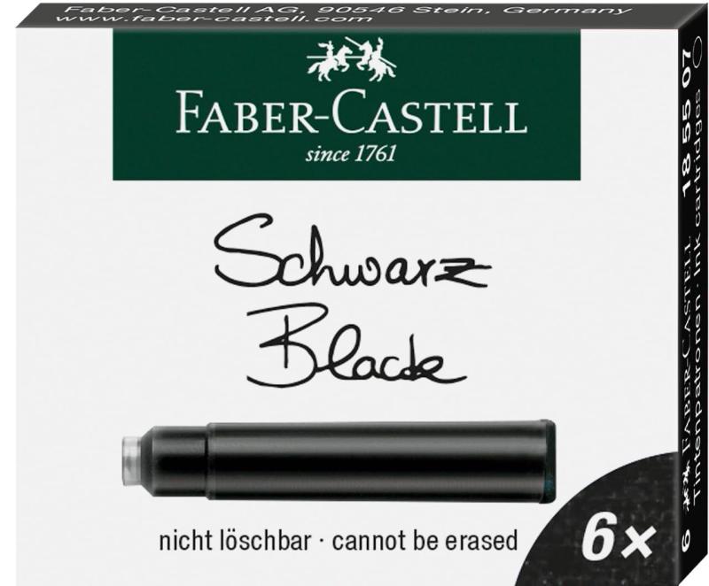 Faber-Castell 標準万年筆カートリッジインク 6本パック。