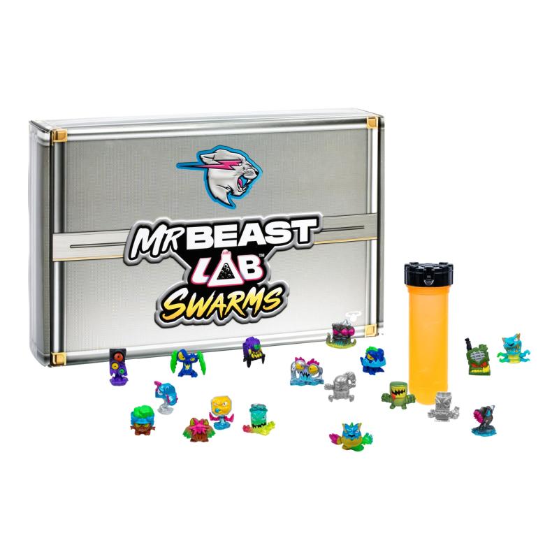 MrBeast Lab Swarmsシリーズ2、アトミックシリーズキャッシュケースバルクパック、水を加えて実験し、試験管を振って、18のうち2つを明らかにします。MrBeastがテーマの群れコレクター収集