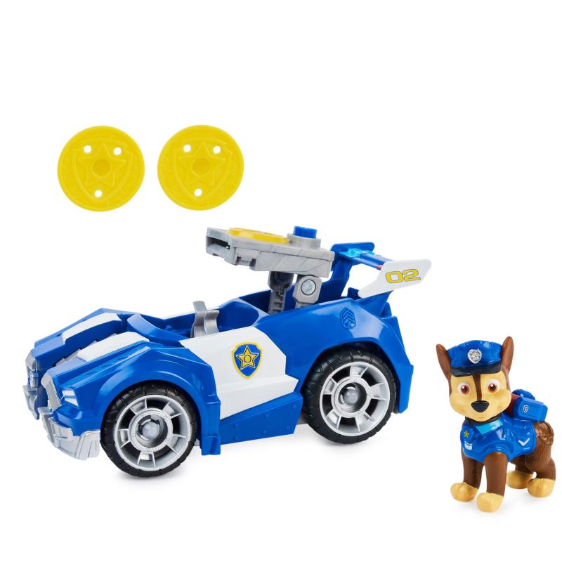 Paw Patrol, Chase’s Deluxe Movie Transforming Toy Car with Collectible Action Figure, Kids Toys for Ages 3 and up