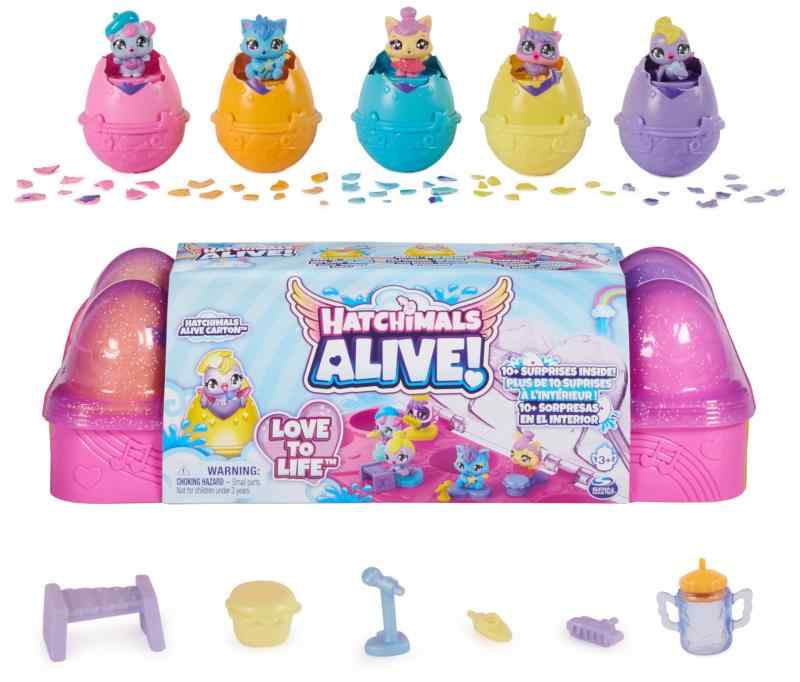Hatchimals Alive, Egg Carton Toy with 5 Mini Figures in Self-Hatching Eggs, 11 Accessories, Kids Toys for Girls and Boys Ages 3