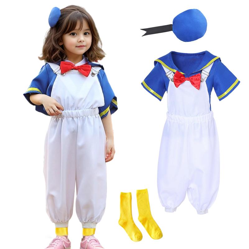  ハロウィン コスプレ 衣装 子供 ドナル ダック コスチューム セーラー服 女の子 ハロウィン 仮装 衣装 子供 キッズ 海軍風 かわいい ダックコスチューム ハロウィンパーティー 誕生