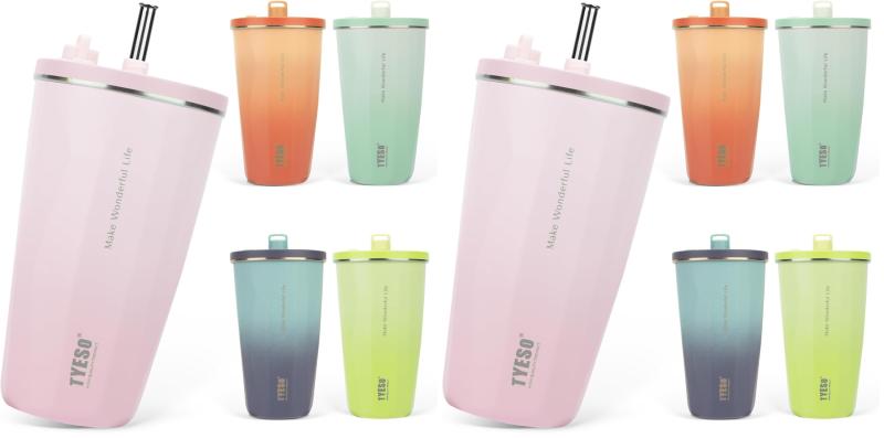 【SNSで話題】TYESO タンブラー ストロー付き 470ml ステンレス 蓋付き 真空断熱 保温 保冷 アウトドア 持ち運び便利 直飲み 漏れない 大容量 多色 トラベル rockon1-10356625 ロックオンショップ サンプル画像3