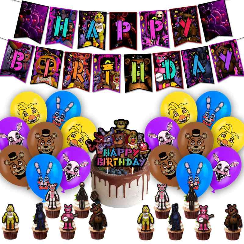 Funtime Freddy　誕生日　飾り付け　パーティー　セット　FNAF　ゲーム　アニメ　キャラクター　子供　可愛い　面白い　男の子　女の子　レッド　ブラック　ブルー　ブラウン　happy birthday　