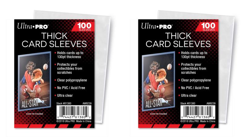 (2 Pack) - Ultra Pro Extra Thick Card Sleeves for Thick Jersey or Memorabilia Sports Trading Cards by Topps 2 Pack