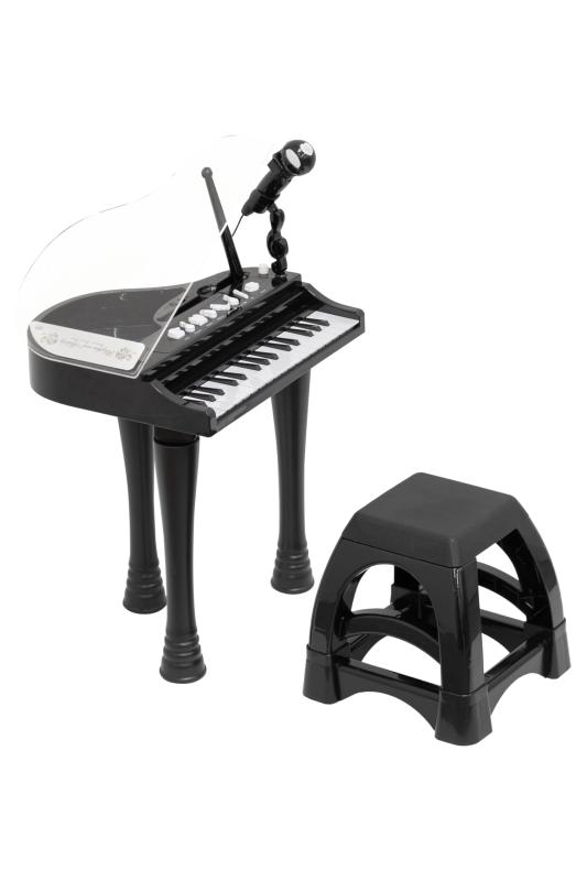 RiZKiZ キッズグランドピアノ 子供 おもちゃ マイク付き イス付 セット ミニピアノ トイピアノ 電子ピアノ キーボード 電子玩具 音色4種/デモ曲19種 楽器玩具 知育玩具 おもちゃのピアノ 男の