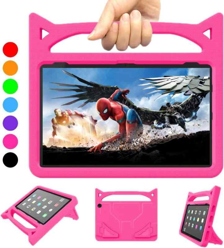 最新 Fire HD 10 / 10 plus 用 ケース 2021年/2023年販売 RIAOUR EVA タブレットカバー IPAD 10 第11世代 スタンド機能付き 取り付け簡単 傷つけ防止 衝撃吸収 軽量 子供向