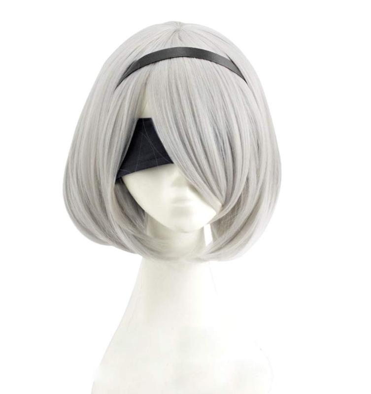 耐熱コスプレウィッグ NieR: Automata 2B 9S A2 ヨルハ二号B型 風 ウィッグ かつら コスプレ cosplay wig仮装 学園祭 シルバーセット内容：コスプレウィッグ +ウイッグネット素 材：高級耐熱ファイバー(180℃まで)サイズ：フリーサイズ （サイズを調節できるアジャスター付き、頭の大きさにあわせて段階調節するきことがです。）フルウィッグの洗い方：簡単に洗って、ヘアケアも便利ですよ、少しの軽度のシャンプーを冷たい水に添加してウィッグを洗います。ボブを2回目のヘアスタイリングにしてもいいです、スタイリングを変更すれば、自分で特別な感じがありますよ写真は形を整えているので、実際の商品は自分の好きなスタイル整えることが出来ます。
