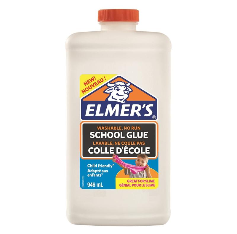ELMER'S エルマーズ スクールグルー ホワイト 液体のり 946ml スライム 多目的用 2079104紙、布、木材など幅広い素材に使えるアメリカで定番のスクールグルー。塗布時は白色、乾くと透明になり、美しい仕上がりに。スライム作りにも最適。別売のマジカルリキッドと混ぜるだけで完成。アメリカの安全規格に適合したAPマーク認定。対象年齢：6歳以上（ELMER'S スライム作りにご使用の場合）大容量の946ML