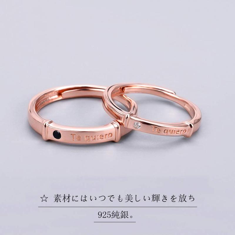 [MIKAMU] 愛の証 ペアリング ジュエリーレディースリング メンズリング フリーサイズ CZダイヤモンド シルバー925 純銀製 婚約指輪 結婚指輪 友達 恋人 プレゼント rockon1-10324785 ロックオンショップ サンプル画像2