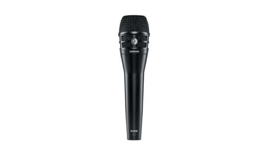 製品概要 従来の全てのダイナミックマイクロホンは、原型である Shure Unidyne テクノロジーをモデルとしたシングル・ダイアフラム・デザインを採用 しています。全く新しい KSM8 は、2 枚の超薄型ダイアフラムと画期的な逆エアフローシステムを搭載した特許取得済みの Dualdyne™カートリッ ジを採用し、ダイナミックマイクロホンの性能を主に 3 つの領域において飛躍的に改善します。 ・近接効果の大幅な抑制により、軸上の色付けなく収音可能な距離が大幅に拡大し、0～13 cm ものスイートスポットを実現。 ・近接効果の抑制による正確な周波数特性により、ニュートラルな中域から高域の再現が可能となり、最も自然な音をもたらすダイナミックマイクロホンとして EQ もほぼ不要。 ・軸外減衰が広帯域にわたってフラットなため、不要な音源の除去性に優れ、ボーカルの明瞭度が向上。 特徴 2 枚の超薄型ダイアフラム（アクティブとパッシブが各 1 枚）と画期的な逆エアフローシステムを搭載した特許取得済みのカートリッジデザイン。 ・近接効果の大幅な抑制により、軸上の色付けなく収音可能な距離が大幅に拡大。 ・近接効果の抑制による正確な周波数特性により、ニュートラルな中域から高域の再現が可能となり、ダイナミックマイクロホンとして最も自然 なサウンドを実現。 ・軸外減衰が広帯域にわたってフラットなため、不要な音源の除去品質に優れ、ボーカルの明瞭度が向上。 ・低域のレスポンスを損なうことなくハンドリングノイズを大幅に抑える、先進的な中空式ショックマウントデザイン。 ・耐凹み性に優れた焼入れ炭素鋼グリルデザインに加え、疎水性織布ライニングの採用により、ポップノイズやウインドノイズを大幅に低減し ながら防水に迫る耐水性を提供。 ・Shure ワイヤレスシステムの搭載モデルとして提供、ヘッド交換式 Shure ハンドヘルド型ワイヤレス送信機全製品に対応。 製品仕様カートリッジタイプデュアルダイアフラムダイナミック（ムービングコイル）周波数特性40～16,000 Hz指向特性カーディオイド出力インピーダンス300Ω感度（1 kHz、開回路電圧）-51.5 dBV/Pa（1.85 mV）極性ダイアフラムへの正圧印加時にピン 2 に正電圧を発生質量330 gコネクター3 ピン XLR、オスハウジングアルミダイキャスト製（ブラック塗装またはブラッシュドニッケル仕上げ）世界初のデュアルダイアフラム・ダイナミック・ハンドヘルド型マイクロホン。