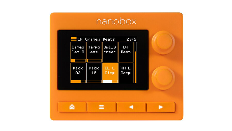 製品概要 nanoboxのフォーム・ファクターでパワフルなサンプリング機能を手に入れよう！nanobox｜tangerineのサンプリング機能を使えば、あなたのデスクトップやトラベル・リグに、サウンドや音楽を生成する興味深い新しい方法を加えることができます。ワン・ショットをトリガーしたり、タイム・シンクされたループを再生したり、ライブ・ループを録音したりできます。nanobox｜tangerineは、ワンショットでヒップなリズムを奏でたり、巨大なマルチサンプルでソウルフルなメロディック・チューンを奏でたりできます。 nanobox｜tangerineは、超ポータブルなフォーム・ファクターでパワフルなサンプリングを実現します。このnanoboxがあれば、レコーディング、サンプル・プレイバック、クリップ・ランチング、スライシング、そして音楽的にインテリジェントなループ機能をデスクトップやトラベル・リグに追加することができます。直感的なタッチスクリーン・インターフェイスを備えたnanobox｜tangerineは、サンプルの選択、編集、微調整を簡単に行うことができます。最大4GBの大容量サンプルをmicroSDカードから直接ストリーミングできます。MIDI経由で他の音楽コンポーネントと連動もできます。500以上のサンプルを含むマルチ・サンプル・バンクをロードして、驚異的なの再現性を実現。設定で微調整し、複数のプリセットに保存して再利用可能。 主な特徴 ・64MBの内蔵メモリーに収まるサンプルであれば、最大24のステレオ・ポリフォニック・ノートを再生可能。 ・最大16のベロシティ・レイヤーと576のWAVファイルを1つのプリセットにロードしたマルチサンプル・バンクを再生可能 ・1つのプリセットにつき8つのステレオ・サンプル・パッドをシングルまたはマルチ・サンプル、クリップ、スライサー、新規録音として設定可能 ・最大サンプルサイズ4GBのmicroSDカードから長時間のサンプルをストリーミング。 ・タッチスクリーンやMIDI入力でワンショットやメロディックノートとしてサンプルをトリガー可能。 ・スタート位置、長さ、ピッチ、ゲイン、フィルター、ループ・モード、ローンチ・クォンタイズ、ADSR、エクスクルーシブ・グルーピング、クリップ同期、スライス配置とシーケンス、MIDIノートとチャンネル・マッピングなど、様々なサンプル・パラメーターでプレイバックを微調整可能 ・MIDIマッピングされたコントロールで、一般的なパラメーターに素早く簡単にアクセス可能 ・プリセットごとに最大16のシーケンス・レイヤーを記録 ・高速で流れるような直感的なワークフローでノリノリに ・コンパクトで壊れにくいデザインにより、どこでも音楽制作が可能 録音機能 ・各パッドをステレオまたはモノラル録音用に設定し、開始および停止時間をクロック入力に同期させるオプション付き ・オーディオ・レベル・スレッショルドによる録音のトリガー ・録音の長さを設定することで、完璧なサイズのループを作成可能 ・録音後すぐに再生可能なライブ・ループ機能 ・最長4時間の録音が可能 ・パッチングなしでマスター出力をリサンプル ・MIDI経由でマルチ・サンプル・バンクの録音を自動化 ・録音したサンプルをWAVファイルとしてマイクロSDカードに保存し、カードを取り外してコンピューターに転送可能 同封品 ・nanobox | tangerine - Compact Streaming Sampler ・MicroSD card with 85 presets and over 1500 wav files ・Color matched USB power cord ・Type B TRS MIDI To MIDI 5 Pin DIN adapter ・Quick Start Guide 製品仕様主な仕様Power: USB-C connection 5V, 500mA3.5mm audio input and outputMaximum input and output level: 2VrmsDAC and ADC resolution: 24-bitInternal resolution: 32-bitSample rate: 48kHzMIDI Input: 3.5mm Type A/B auto sensingMIDI Output: 3.5mm Type BClock Input: 1,2, 4, 8, 12 or 24 PPQ selectableMIDI support: Note On/Off, Velocity, Pressure, Mod Wheel, Aftertouch, CC mappings to common parameters, program changes and clockH x W x D: 1.5″ x 3.75″ x 3″Weight: 0.25 lbs.2″ touch screen, 2 knobs and 4 buttons in a 3.75″ x 3″ x 1.5″ packageコンパクト・ストリーミング・サンプラー