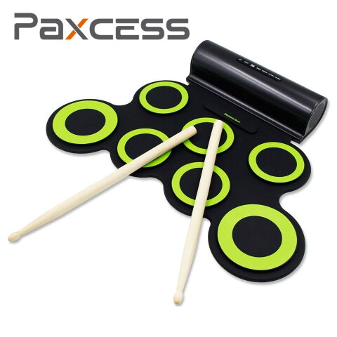 【送料無料】Paxcess 電子ドラムセット ロールアップドラム 携帯式 練習用パッド MP3・USB・イヤホン対応 内蔵スピーカー ドラムスティック フットペダル ロールピアノ プレゼント 練習 ロール おもちゃ 薄型 ドラム 練習パッド セット 初心者 知育玩具 プレゼント ギフト