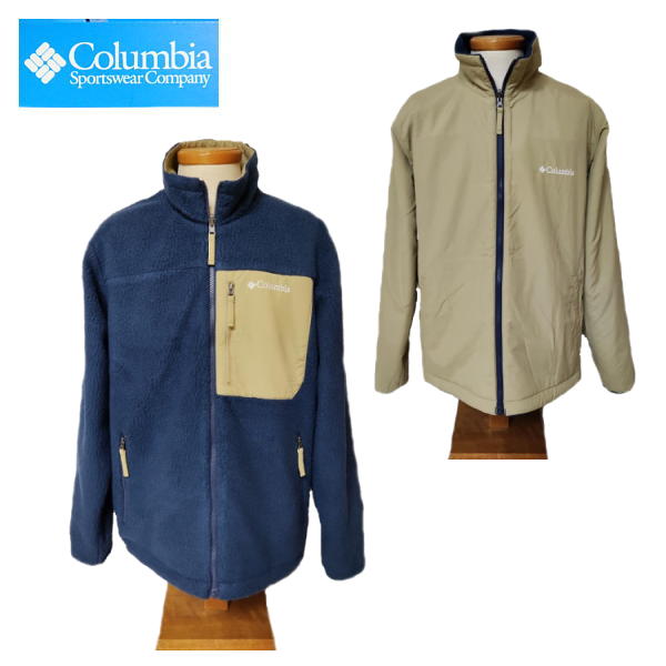 【SALE・セール】Columbia コロンビア リバーシブル ジャケット メンズ ボアフリース x ナイロン Sugar Dome Reversible Jacket PM1632 - ネイビー x ベージュ