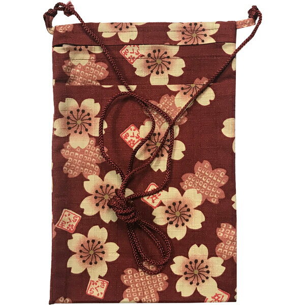 お祭用品 ポーチ 縦長 桜 エンジ/ベージュK-3 お祭用品 お祭衣装 財布入れ ショルダーバッグ ショルダーポーチ 財布入れ 小物入れ 和装 和柄 綿 【送料無料ライン/39ショップ】