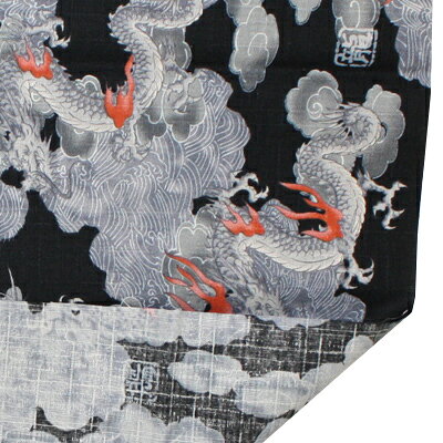 お祭用品 プリント手拭い 龍 [192黒]　　お祭り用品 お祭衣装 手ぬぐい てぬぐい ...