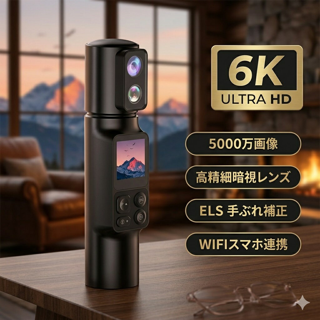 アクションカメラ 小型 6K 5000 万画素 手振れ補正 超軽量 コンパクトサイズ 超精...