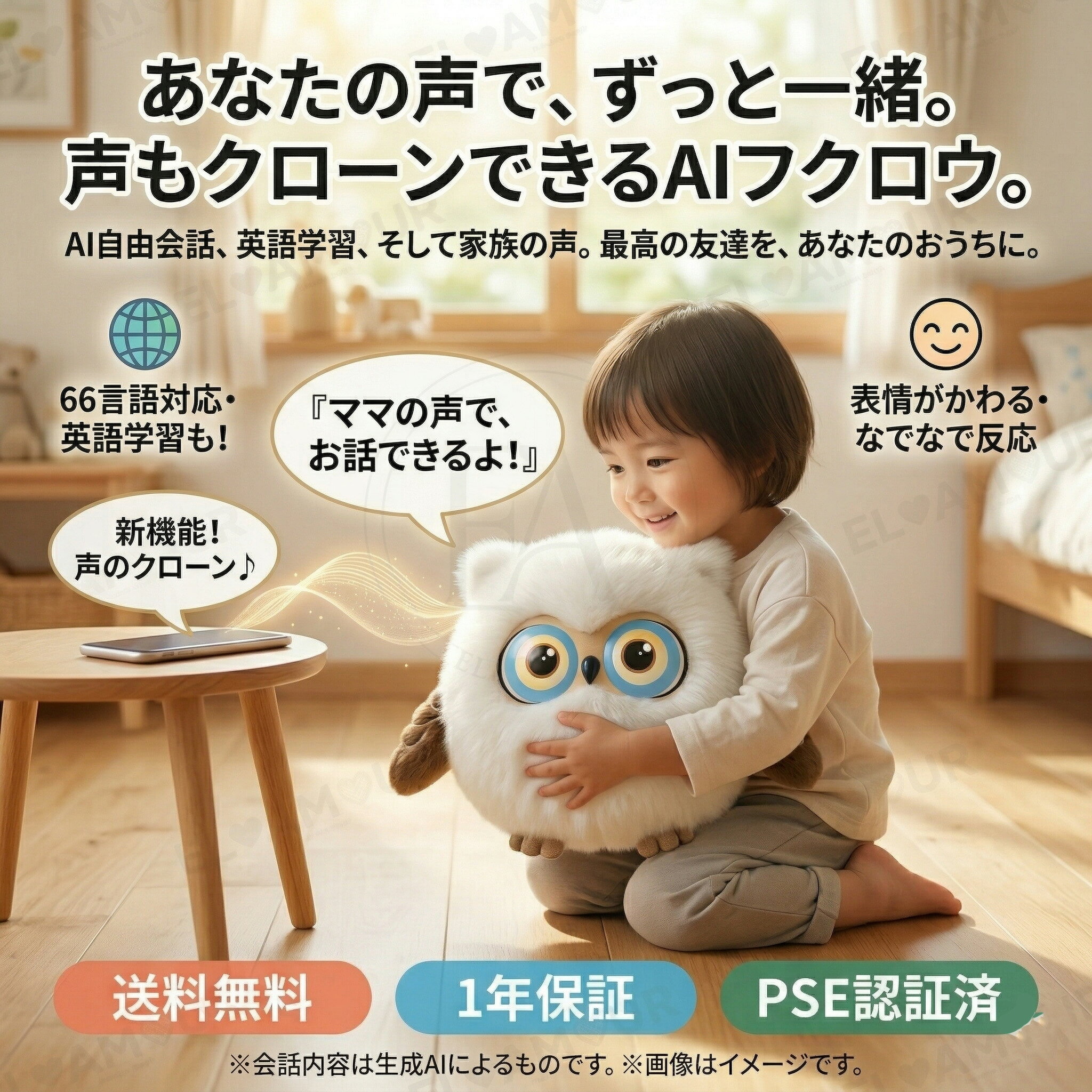 Rakuten - 【月額無料】ロボット おもちゃ ロボットおもちゃ しゃべる AI フクロウ ぬいぐるみ 音声認識 生成AI アプリ連動 会話 動く 癒し キッズ 子供 男の子 女の子 幼児 小学生 知育玩具 英語 誕生日 プレゼント クリスマス バースデー ギフト 最新スマートトイ 1年保証 PSE