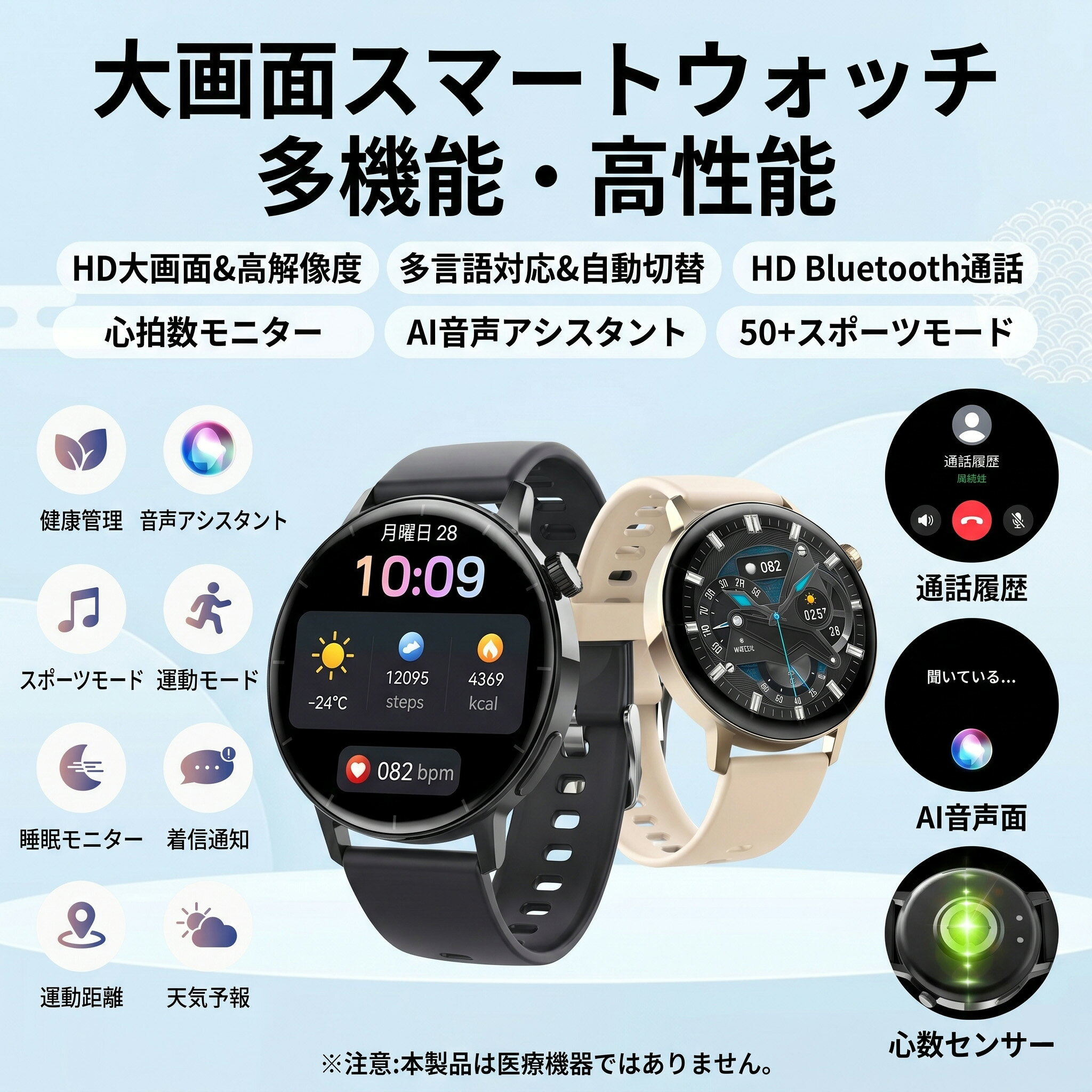  スマートウォッチ 日本製 センサー 通話機能付き 音声アシスタント スマートウォッチ android対応 iphone対応 レディース メンズ 腕時計 アラーム 活動量計 歩数計 IP67防水 時計 着信通知 消費カロリー Line 父の日 プレゼント