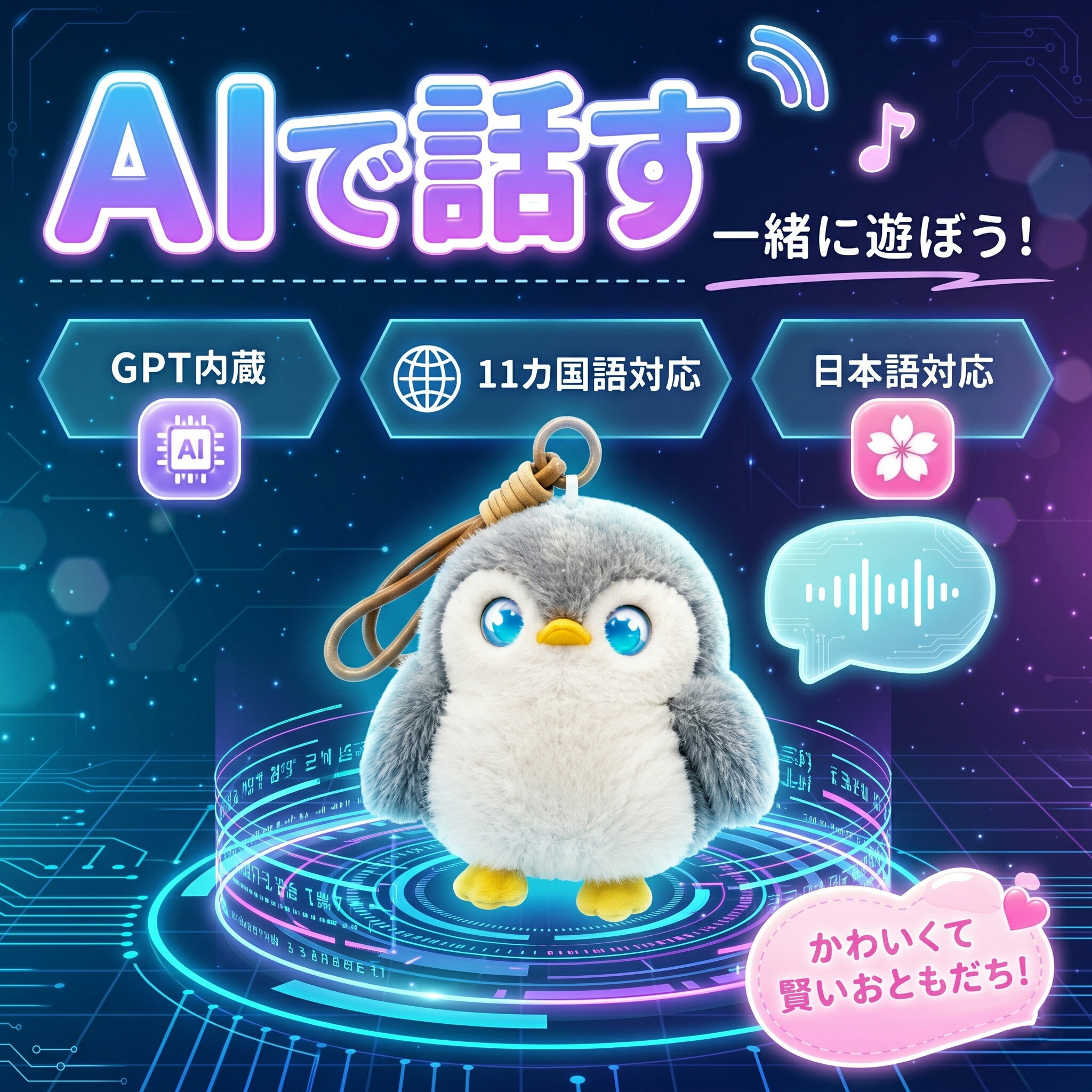 Rakuten - 【最新 AIペット】【月額無料★2026最新款】AIロボット AIペット 電子ペット しゃべる ぬいぐるみ おもちゃ 知育玩具 英語 学習 癒しグッズ プレゼント 子供 誕生日 クリスマス ChatGPT対応 スマホ連動 手のひらサイズ 次世代AIペット しゃべる 66言語対応 一人暮ら