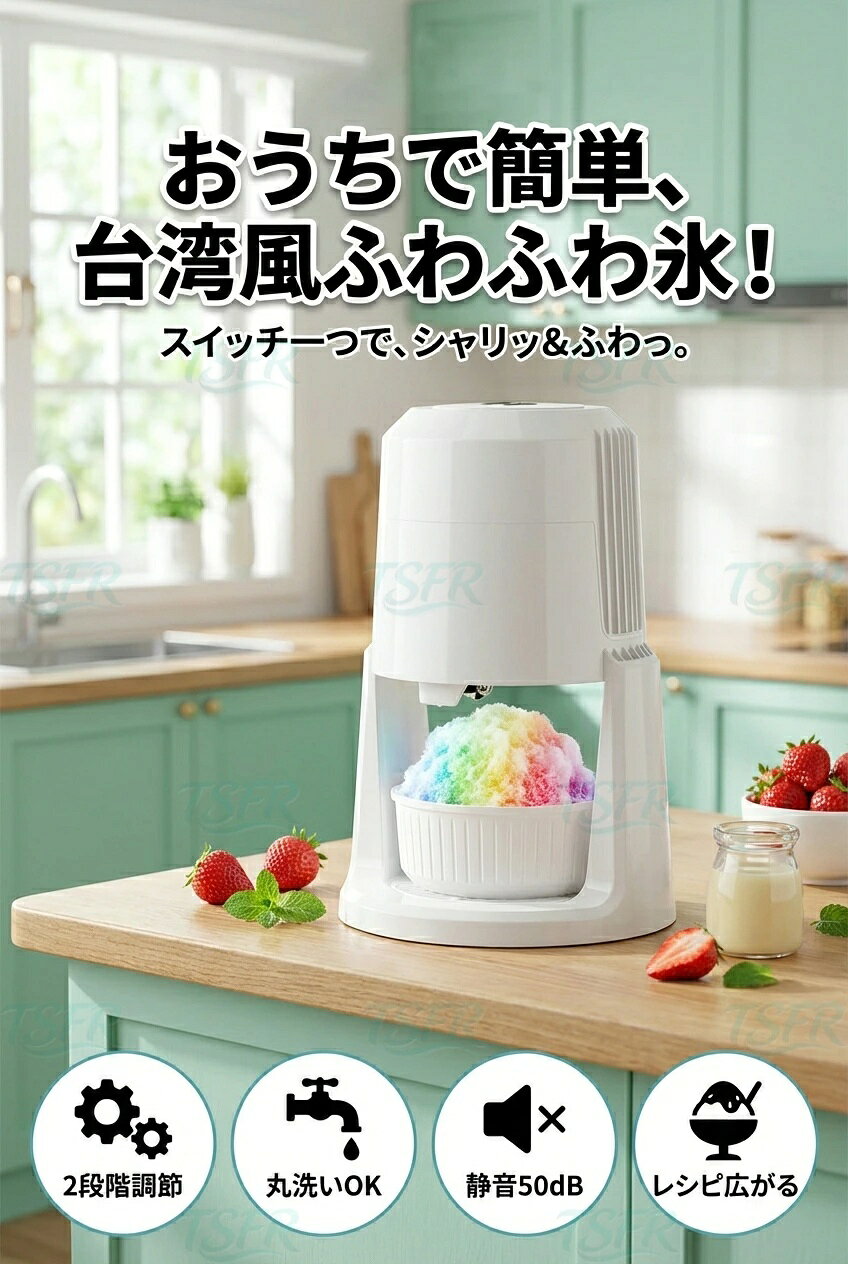 【2026年最新型】 かき氷器 かき氷機 電動 ふわふわ 家庭用 自動 2段階調整 かき氷...