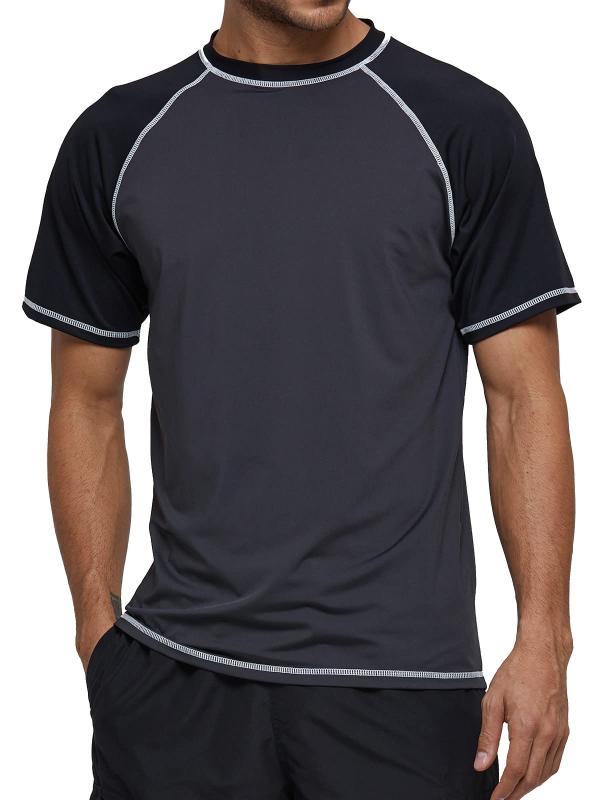 [Hilarocky] ラッシュガード 半袖 水着 メンズ UVカット スイムウェア スポーツ シャツ スイム 水陸両用 大きいサイズ マリンスポーツ 吸汗速乾 UPF50+ (1～2サイズ ダウン)